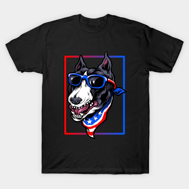 American Pitbull Terrier Dog Sunglasses T-Shirt by Kingostore